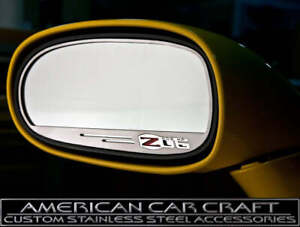 2006-13 Corvette Z06 Brushed Standard Side View Mirror Surrounds w/ Logo - Pair