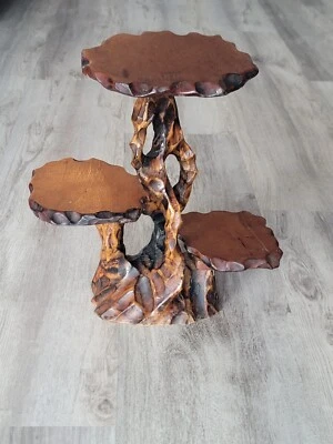 De colección 3 Niveles Biomórfico Tallado Árbol Tronco Planta Soporte Estante 12.5" Alto  Foto 1 de 4