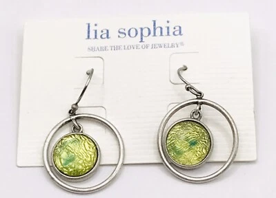 Lia Sophia "Bloommates" Mother of Pearl Center Stone Silver Tone Drop Earrings - Image 1 of 3