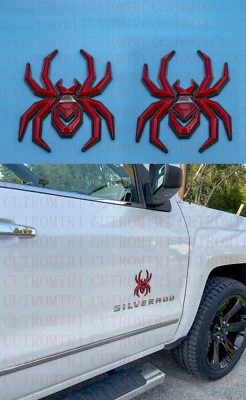 2 X 红色黑色蜘蛛徽章适合 F-150 Silverado Sierra RAM 黑寡妇版 — 第 1/4 张图片