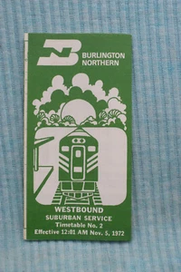 Burlington Northern Suburban Service Timetable #2 - Chicago to Aurora - 11/5/72 - Picture 1 of 2