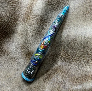 ANTIQUE Chinese Silver Enamel Finger Nail Guard 4" Turquoise Filagree 3489 - Picture 1 of 11