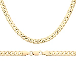 9ct Yellow Gold on Silver Diamond Cut Curb Chain 5mm 16" 18" 20" 22" 24" 26" 30" - Picture 1 of 10