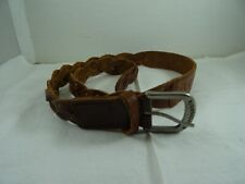 Abercrombie Studded Braided BOHO Brown Leather Belt 36" S/M