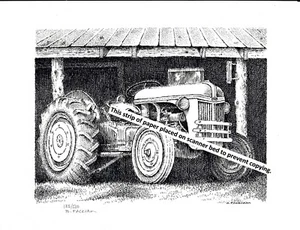 Trattore Ford Modello 9N ~ Stampa a penna e inchiostro - Foto 1 di 2