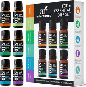 ESSENTIAL OILS ART NATURALS TOP 6 KIT 10 ML PACK GIFT SET THERAPEUTIC GRADE - Picture 1 of 5