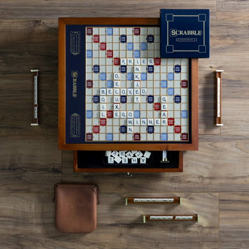 Scrabble Trophy Luxury Edition w/ Rotating Wooden Game Board by WS Game Company - Image 1 of 4