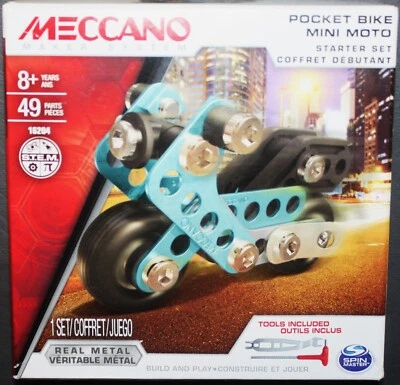 NIB Meccano POCKET BIKE MINI MOTO Starter Set 16204. 49 Pcs. New. Sealed. Rare - Image 1 of 4