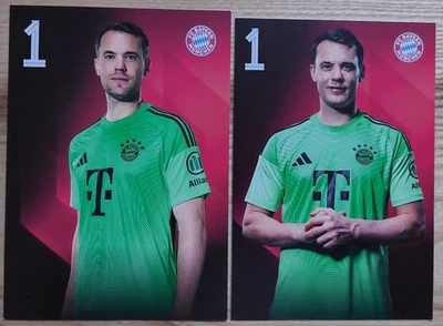 Manuel Neuer 2 x Autogrammkarte Bayern AK 1. und 2. Satz Fehldruck 2025-26 25-26 - Bild 1 von 2