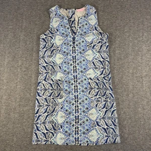Lilly Pulitzer Dress Womens 2 Blue White Sleeveless Shift Tassel Zip Style 30415 - Picture 1 of 11