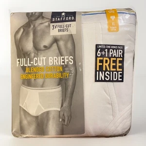 NEW Stafford 7 pack blended cotton full cut briefs White Size XL 40-43 Sealed - Picture 1 of 5