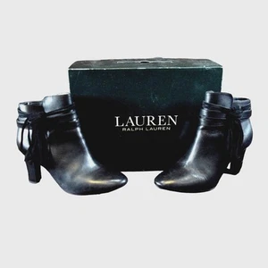 Schwarze Stiefel Lauren Ralph Lauren Belcia Gr. 6,5 Fransen Quaste Kalbs- & Kinderleder - Bild 1 von 15