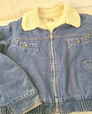 Vtg Saugatuck Drygood Denim Sherpa Jacket Size 42  - Image 1 of 4