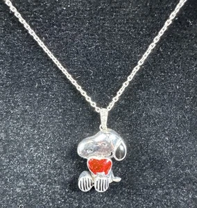 ✨Seltene ASPCA 2015 Peanuts Sterling Snoopy mit Herz - 18" .925 Halskette ✨ - Bild 1 von 9