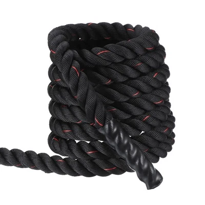 Battle Rope Polyester Heavy Workout Exercise Rope 30ft x 2 Inch, Black Red - Изображение 1 из 4