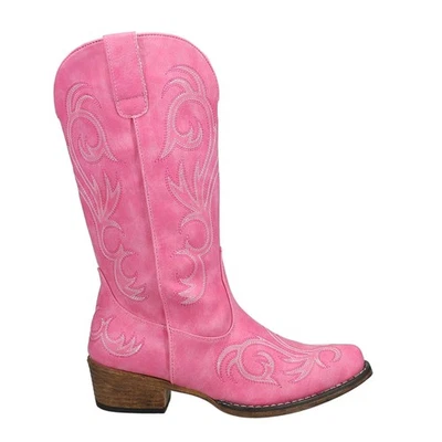 Botas informales Roper Riley bordadas punta corta vaqueras rosas para mujer 09-021-1566-24 Foto 1 de 4