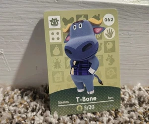 T-BONE #062 AUTHENTIC US PACK FRESH Animal Crossing SERIES 1 Amiibo Card - Picture 1 of 2