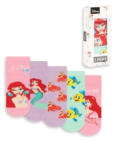 Disney The Little Mermaid Multicoloured Ariel Calf Socks Set of 5 Girls - Picture 1 of 9