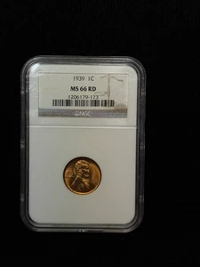 1939 1C Lincoln Wheat One Cent NGC MS 66 RD Uncirculated Coin - 173 - Picture 1 of 2