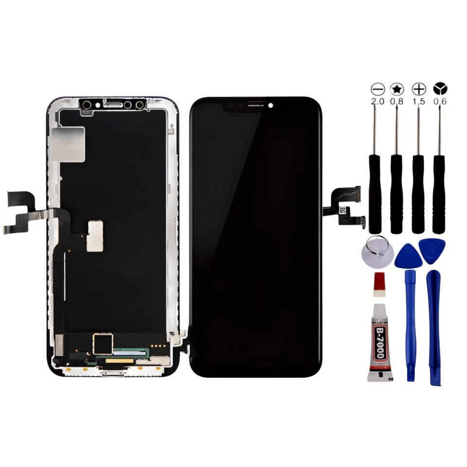 KOMI Ecran Complet iPhone X LCD Vitre Tactile Compatible Châssis Kit outil Afficheur