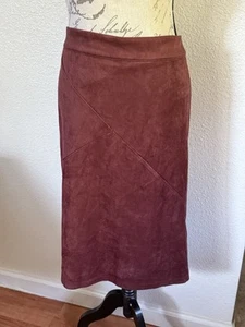 Stitch Fix 41 Hawthorn Marquetta Faux Suede Burgundy Skirt Size 2X Plus - Picture 1 of 12