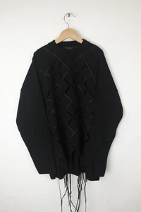 PROENZA SCHOULER Women's Sz US M Black Fringe Cut Out Sweater Italy - Picture 1 of 8