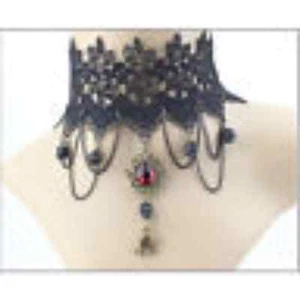 Collier Gemstone Gothic Vintage Victorian Women Lace Collar Necklace - Picture 1 of 1