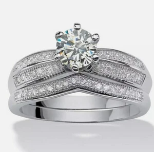 2.5 CT Round Cut Wedding Engagement Ring Set - Size 9 - Free Shipping - Picture 1 of 4