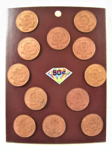 Vintage Mickey Mouse Club Pin Display 12 On Card Old Stock - Picture 1 of 2