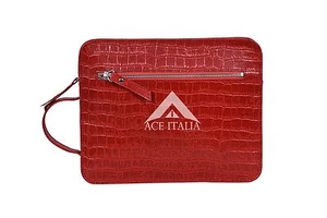 IPAD Red Crocodile Print Hand Made Bag Good Quality Real Leather iPAD Pouch 4040 - Picture 1 of 6