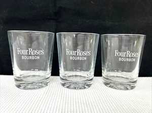 3 Four Roses 6 Oz KY Bourbon Rocks Glass Embossed Four Roses Logo On Bottom EUC - Picture 1 of 4