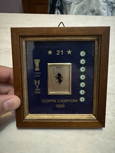 Vecchio quadretto Juventus vintage 1985 Coppa Campioni 12x11 cm da collezione - Foto 1 di 4