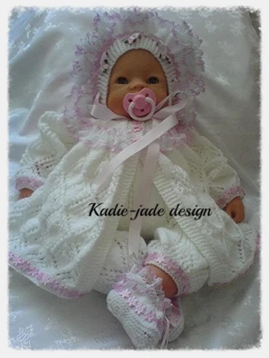 KADIE-JADE Baby Knitting Pattern #48 - To make a 4 Piece Matinee Set for 0-3m Baby