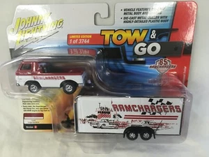 JOHNNY LIGHTNING TOW & GO RAM CHARGERS 1965 A-100 Pickup WITH TRAILER 1/3744 - Picture 1 of 9