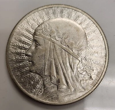 Moneda de plata polaca de 10 zlotych de Polonia 1932 en estado CH BU Foto 1 de 2