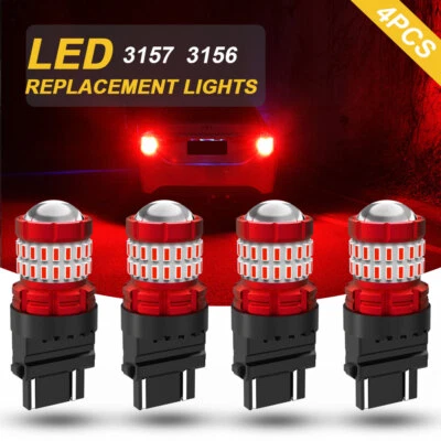 4x 3157 3156 LED Brake Stop Tail Light Bulbs Red For Ford F-150 F-250 350 - Image 1 of 4