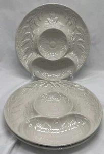 Portugal Pottery Majolica Artichoke Plate 10" Embosssed Set Of 3 Crème Color - Picture 1 of 8