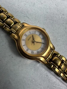 VTG Seiko Watch Womens 19mm Round Gold Tone V401-0289 Quartz New Battery - Picture 1 of 10