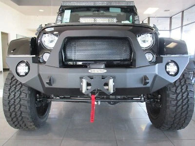 Quick Release Front License Plate Off Road Bumpers with Roller Fairlead for Jeep - Image 1 of 4