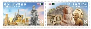 THAILAND 2021 PAKISTAN JOINT ISSUE BUDDHIST TEMPLES IN UNESCO LIST 2 STAMPS MINT - Picture 1 of 3