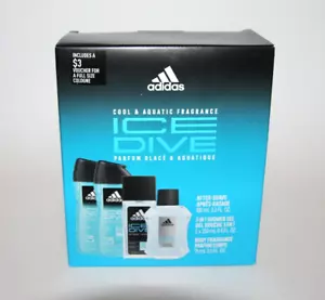 ADIDAS ICE DIVE GIFT SET COOL AQUATIC - AFTER SHAVE COLOGNE SHOWER GEL BODY WASH - Picture 1 of 3