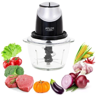 IDOR STORE Tritatutto Elettrico con ciotola in vetro da 1,2L da 550W 4 lame in Acciaio Inox