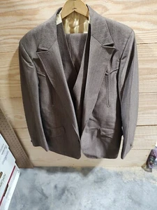 Vintage 70s Lasso 2 Piece Western Cowboy Rockabilly Bell Bottoms Suit 44L 36X30 - Picture 1 of 24