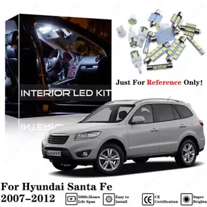 White Interior LED Light kit+White License Light For Hyundai Santa Fe 2007-2012 - Picture 1 of 12