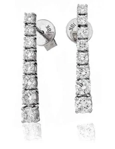 Pendientes de gota de diamantes de corte brillante de 1,10 quilates F VS en oro blanco de 18 quilates - Imagen 1 de 1