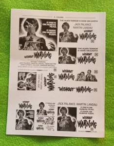 "Without Warning" Original Movie Mini Ad Clip Art 1980 (uncut) - Picture 1 of 3