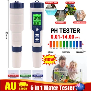 5 in 1 PH Meter TDS EC Salinity Temperature Digital Water Quality Monitor Tester - Picture 1 of 14