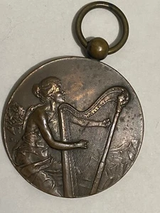 vtg 1925 girl & harp bronze medal concours L keppel fanfare marsch - Picture 1 of 5