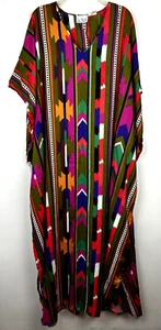 Vintage Muumuu House Dress Kaftan Aztec Southwestern One Size 70s 80s Maximalist - Picture 1 of 10