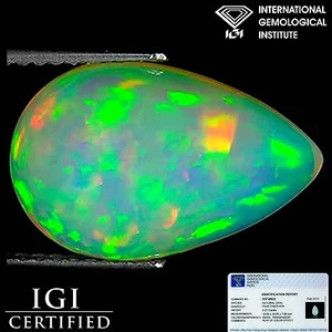 5.27 Ct IGI Certified Natural Ethiopian Opal Gemstone Pear Cabochon Cut - Picture 1 of 5